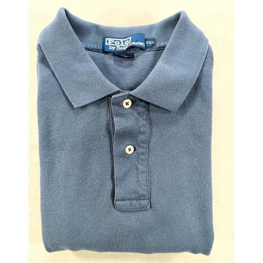 Polo Ralph Lauren Men's 2XL Blue Solid Short Sleeve Knit Polo Shirt Logo